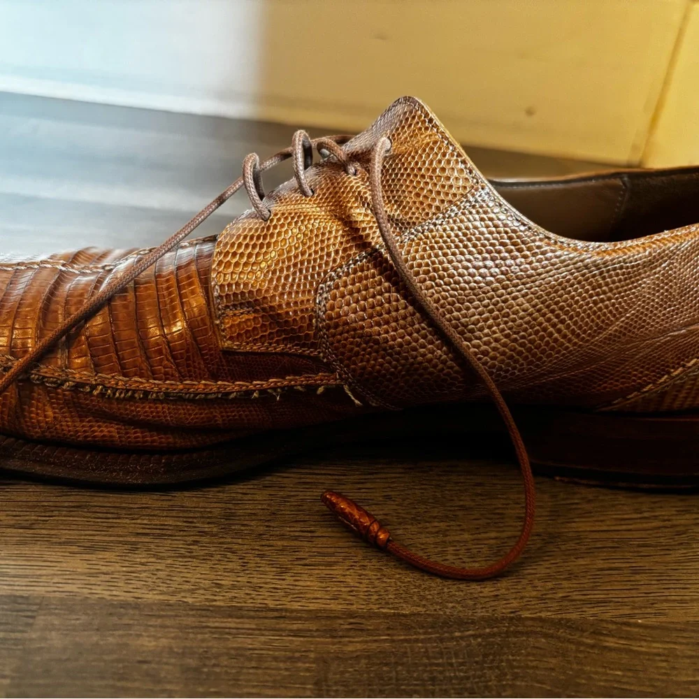 Mezlan Brown Textured Leather Oxfords office dress shoes men’s size 12 business - Picture 6 of 13